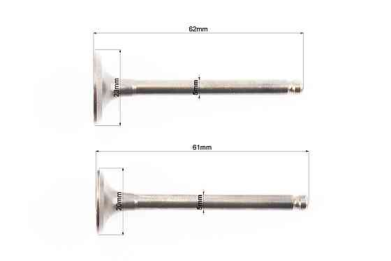 Клапан впускний, випускний к-кт ЗБІЛЬШЕНІ (d=20,23мм; L=61/62мм) Киев