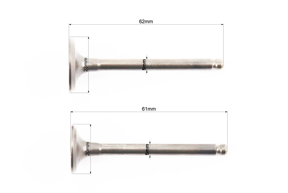 Клапан впускний, випускний к-кт ЗБІЛЬШЕНІ (d=20,23мм; L=61/62мм) Київ - фото 2