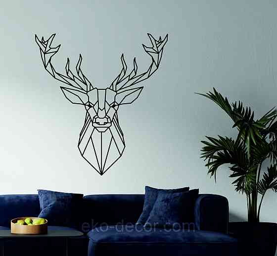 Декоративное настенное Панно «Олень», Декор на стену 90*84 см, Черный Киев