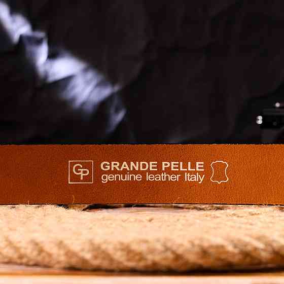 Люксовий ремінь для чоловіків з натуральної шкіри Grande Pelle 21473 Рудий Київ