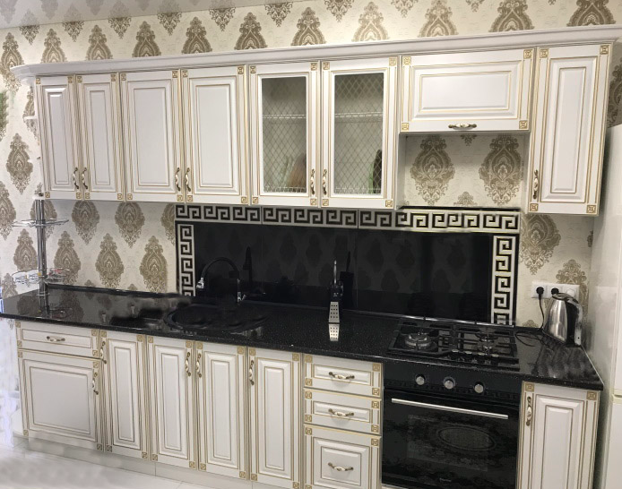 Кухня классическая Империя от МС Фасад МДФ Белый патина золотом (комплект 2м без столешницы) Львов - изображение 7