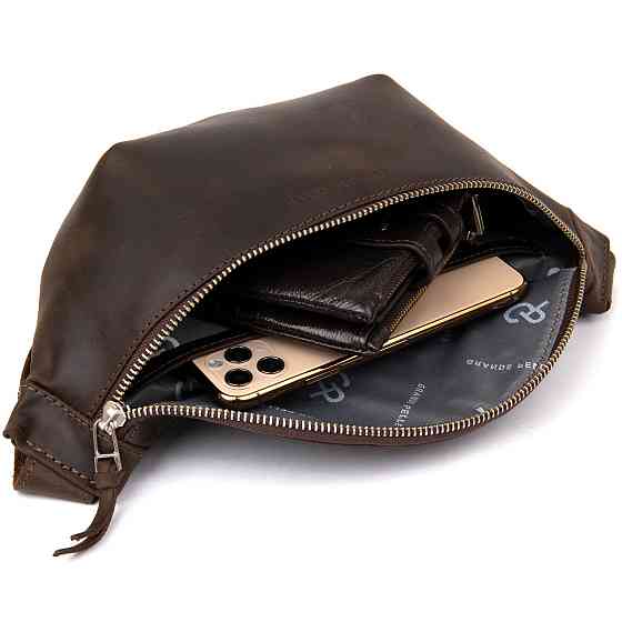 Бананка в матовій шкірі GRANDE PELLE 11154 Коричнева Київ