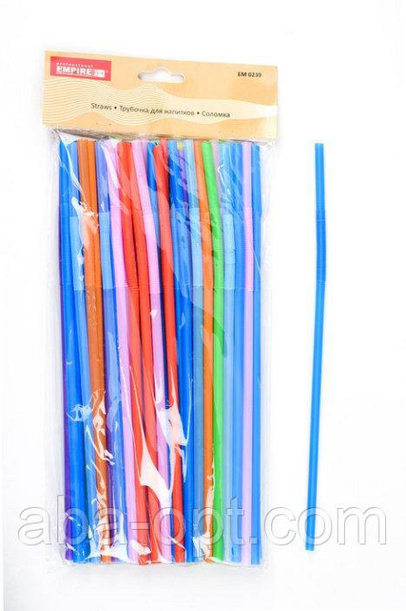 Трубочка пластиковая с изгибом разных цветов L 26 см ( 50 шт) Одесса - изображение 1