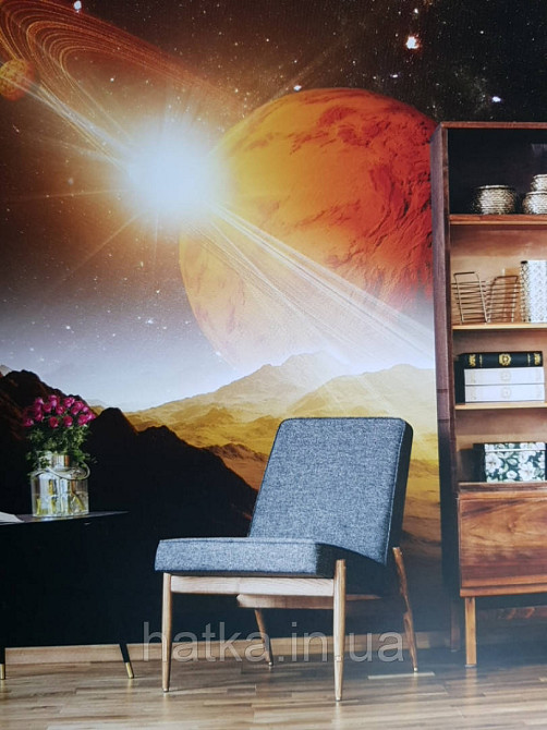 Шпалери вінілові на флізелін космос зірки планети космонавти Київ - фото 2