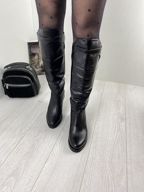 Olli Чоботи жіночі OLLI чорні натуральна шкіра высота 38см обхват 36-37см (C-5-2510) Коломыя - изображение 7