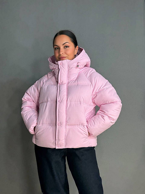 Куртка жіноча Haiziyuan 8589 середня довжина з капюшоном рожева, рожевий, L Київ - фото 7
