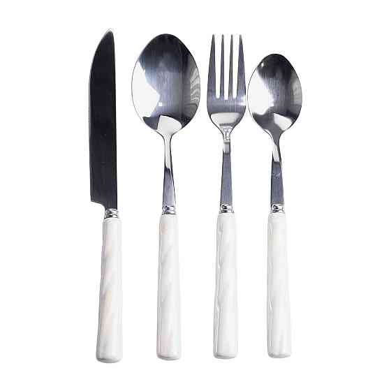 Yiwu Набір столових приборів на підставці 24 предмети столовий набір на 6 персон Білий зі срібл Київ