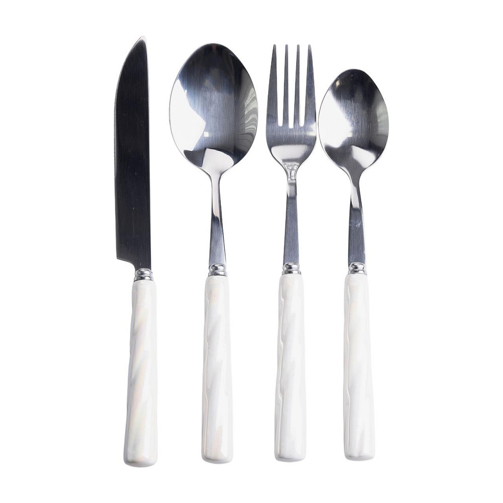 Yiwu Набір столових приборів на підставці 24 предмети столовий набір на 6 персон Білий зі срібл Київ - фото 4