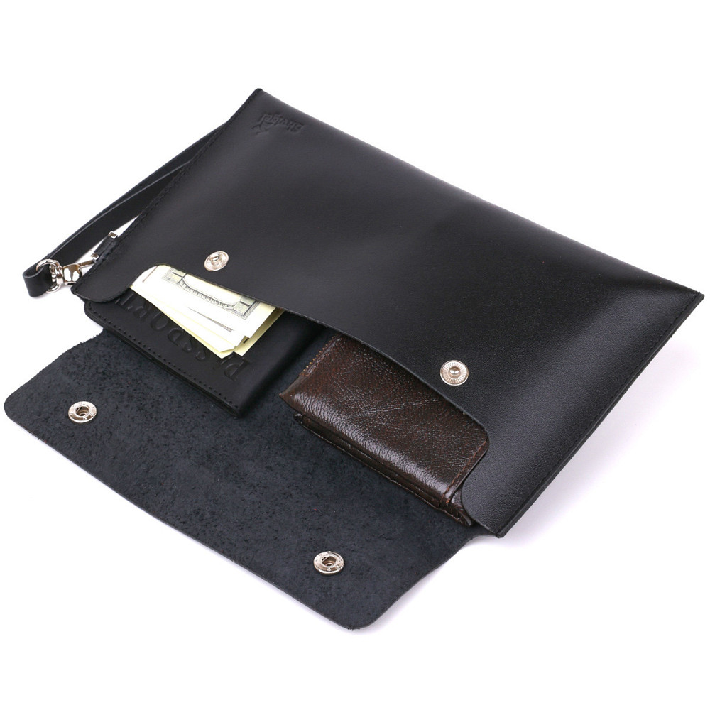 Кожаная тревел-косметичка Shvigel 16420 унисекс Черный Киев - изображение 5