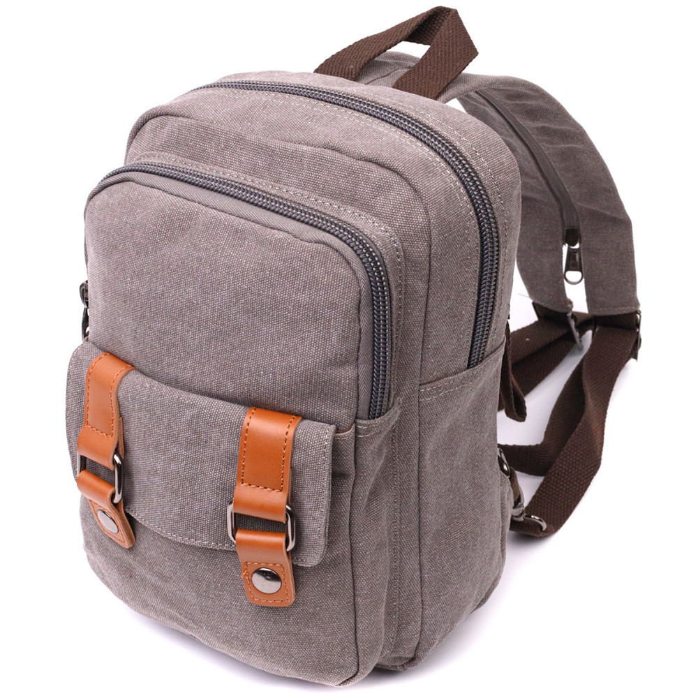 Оригинальная сумка-рюкзак с двумя отделениями из плотного текстиля Серый (Vintage) Киев - изображение 11