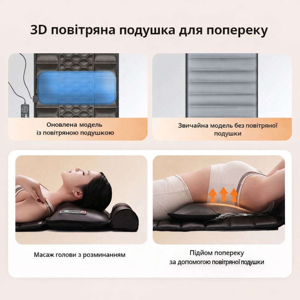 Масажний матрац з підігрівом і роликами для масажу шиї, електричний масажний килимок для всього тіла Кам'янець-Подільський - фото 9