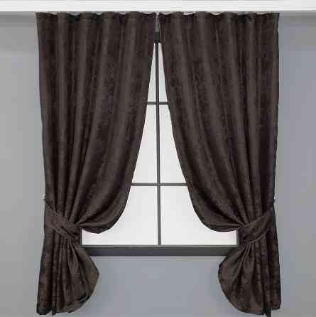 Комплект коротких штор VR-Textil Жакард Sultan XO № 1122ш 130х170 см 2 шт Венге (35-0092) Київ