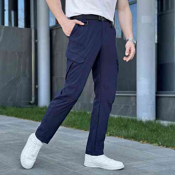 Штаны карго мужские весенние с карманами тёмно-синие Pobedov Tactical Soft Киев