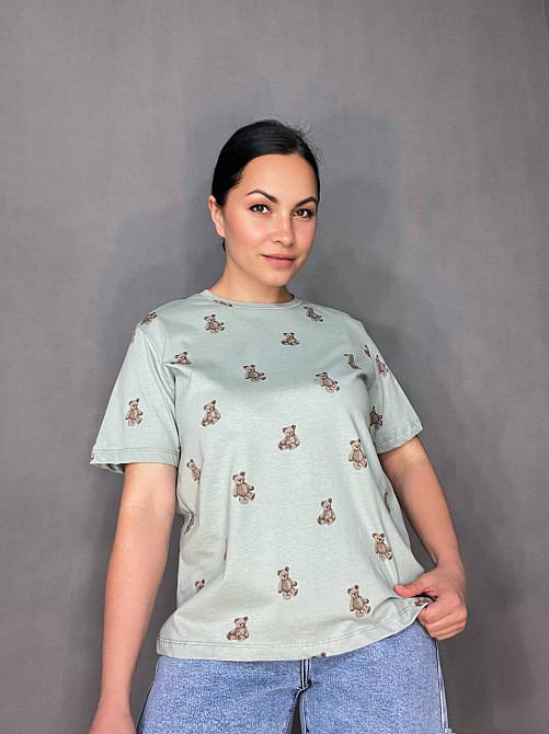Футболка жіноча Pepper&mint CB24-35 ведмедики принт оливкова, оливковий, S Київ - фото 10
