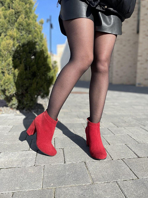 Nivelle Черевики жіночі NIVELLE червоні натуральна замша каблук 9см висота 10см 37р (5341) Коломия - фото 7