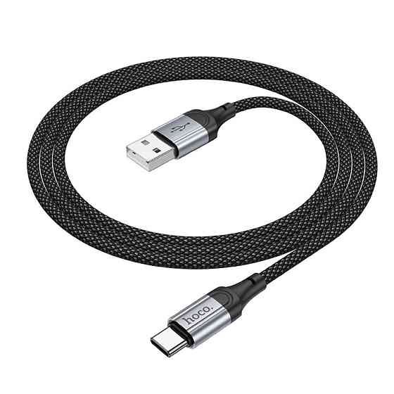 Кабель HOCO X102 USB to Type-C 3A, 1m, nylon, aluminum connectors, Black Одеса