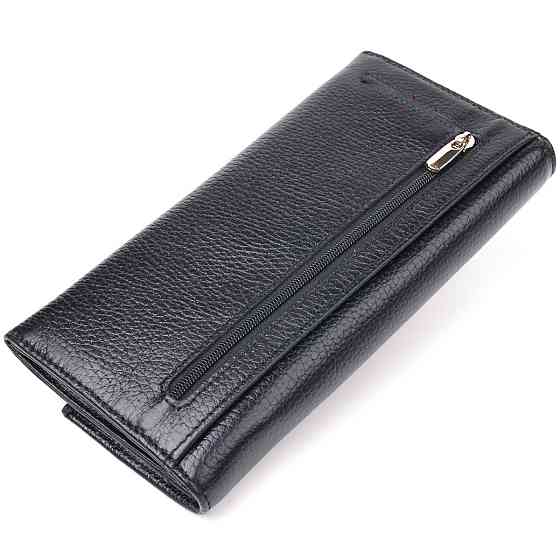 Жіночий місткий гаманець з натуральної зернистої шкіри CANPELLINI 21625 Чорний Київ