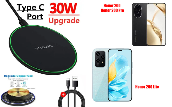 Бездротовий зарядний пристрій Copper до 30W для Honor 200 Pro, USB-C, LED Київ