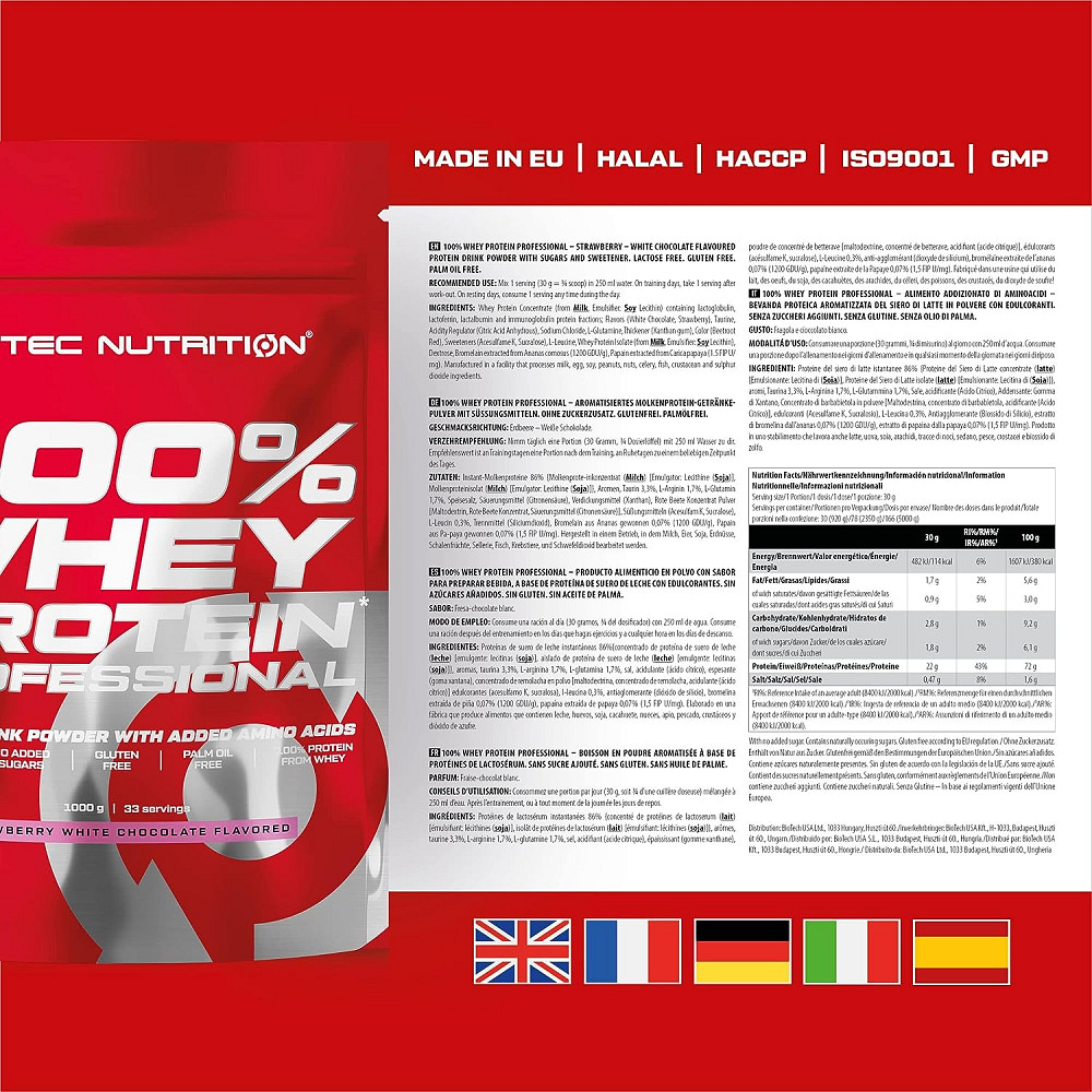 Протеїн Scitec Nutrition 100% Whey Protein Professional 1000 g (Strawberry white chocolate) Луцьк - фото 2