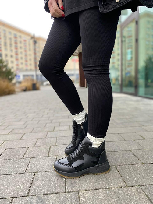 Arcoboletto Кроссовки женские Arcoboletto черные кожа+замша зима 37-41 (5670) Коломыя - изображение 5