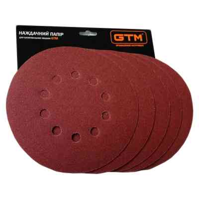 Наждачний папір GTM круг з отворами 215мм Р-80, липучка, 5шт. (SZL225FV P80) Вінниця