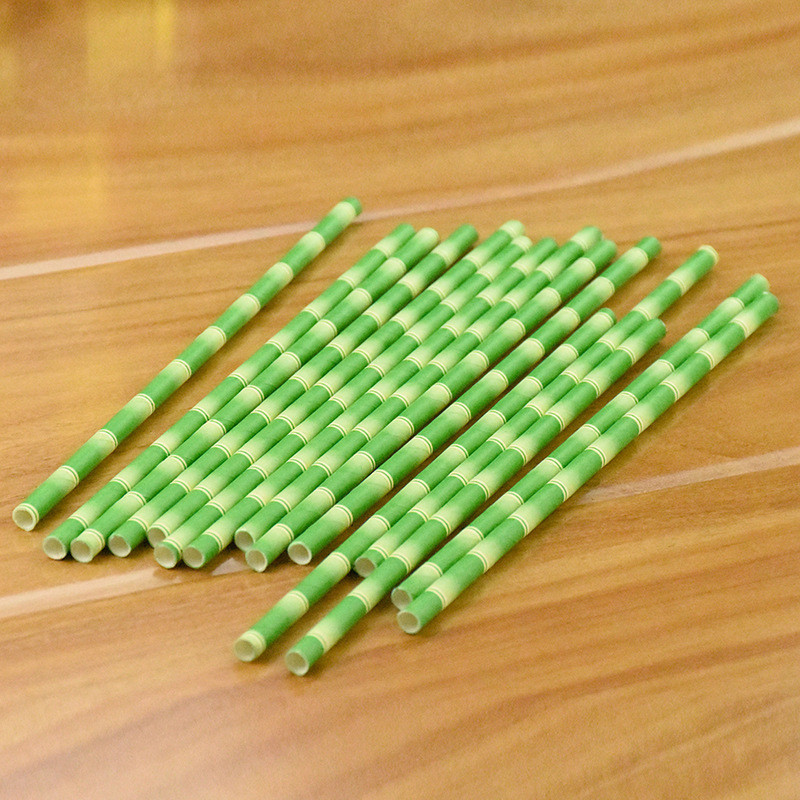Коктейльні трубочки з принтом бамбука 25 штук 20 см зелений Київ - фото 8