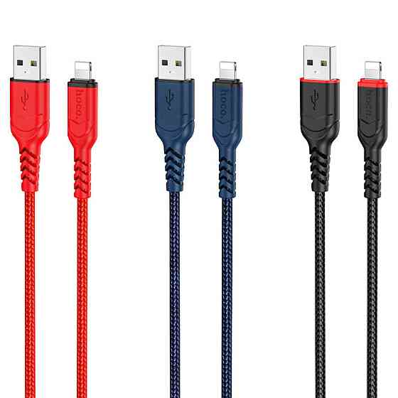 Кабель HOCO X59 USB to iP 2.4A, 1m, nylon, TPE connectors, Black Київ