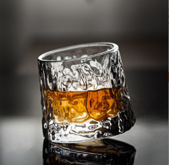 Келих-доф для віскі, що обертається на дерев'яній підставці, склянка Дзиґа Кременчук