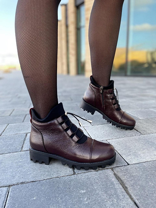 Черевики жіночі Odzi бордові натуральна шкіра зима висота 10,5 см (2360) 37р. Коломия - фото 4