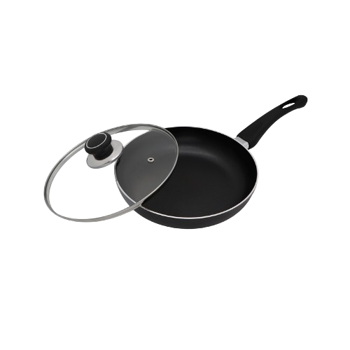 Сковорідка d24см скляна кришка а/п Non Stick чорна PN-24B Interos Житомир