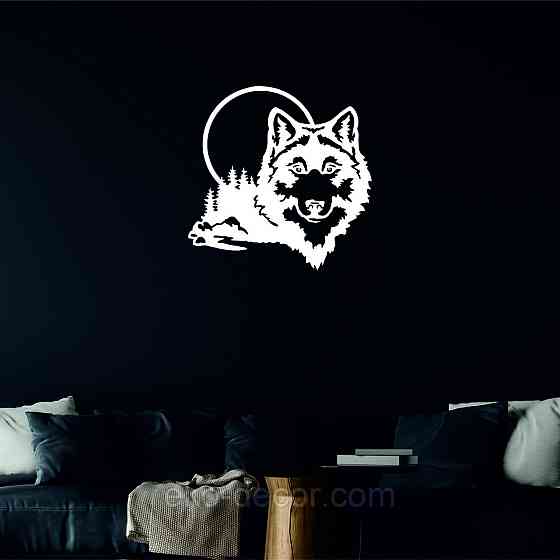 Декоративне настінне Панно «Вовк», Декор на стіну 50*50 см, Білий Київ