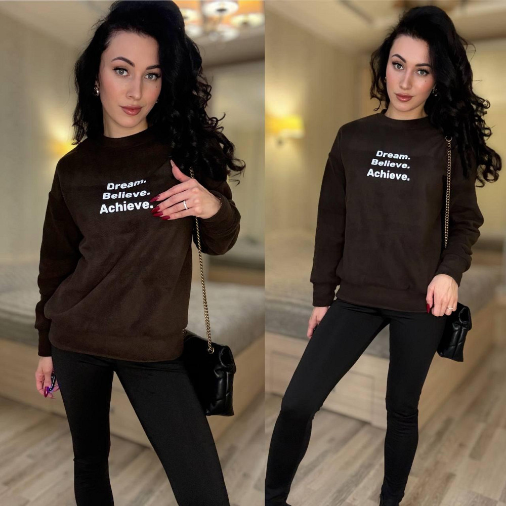 Женский теплый костюм двойка: кофта и лосины двусторонний флис + дайвинг на флисе Шоколад, 42/44 Одесса - изображение 1