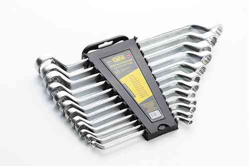 Набір двосторонніх накидних ключів CrV 6х7 - 30х32 мм, 12 шт, СИЛА Харків