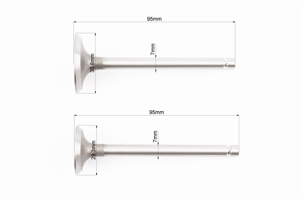 Клапан впускний (h-95; D-35,8; d-7), випускний (h-95; D-29,3; d-7) к-кт 2шт 186F Київ - фото 2