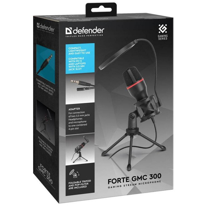 Микрофон стримовый игровой Defender Forte GMC 300 USB кабель 1.5м + подсветка (Черный) Винница - изображение 10