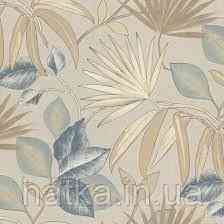 Шпалери метрові вінілові на флізеліні Rasch Clas геометрія листя пальми банана сині коричневі Київ