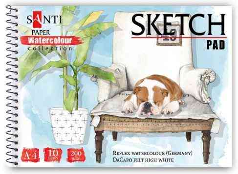 Альбом для акварелі А4/10 арк."Santi""Paper Watercolour""Animals" 200 г/м на спіралі, 130516, шт Київ