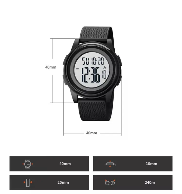 Спортивний наручний годинник Skmei 1895 (Чорний з білим циферблатом) Вінниця - фото 8