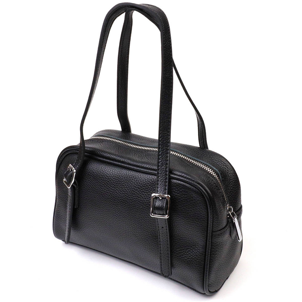 Цікава сумка-клатч зі знімними ручками з натуральної шкіри 22078 Vintage Чорна Київ - фото 2