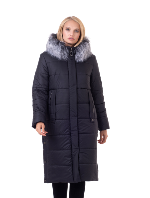 Женское длинное зимние пальто пуховик с  мехом черный. 46-58р Киев - изображение 4