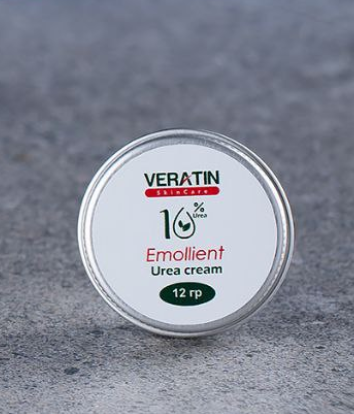 Пом'якшуючий крем для потрісканої,сухої шкіри стоп з сечовиною 10% Emollient Urea cream, Flosvita, Veratin Skin Care, 12г. банка Харків