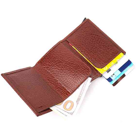 Візитниця з натуральної крупнозернистої шкіри KARYA 20979 Коричневий Київ