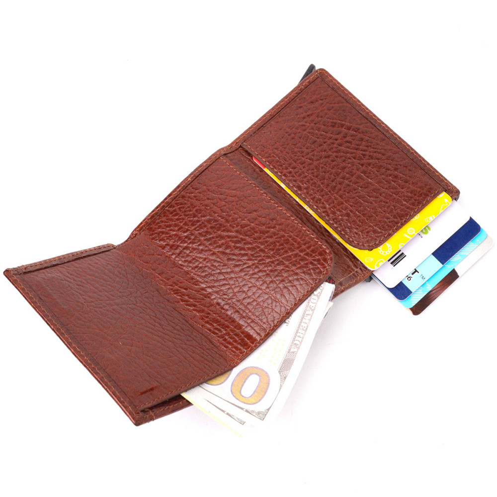 Візитниця з натуральної крупнозернистої шкіри KARYA 20979 Коричневий Київ - фото 6