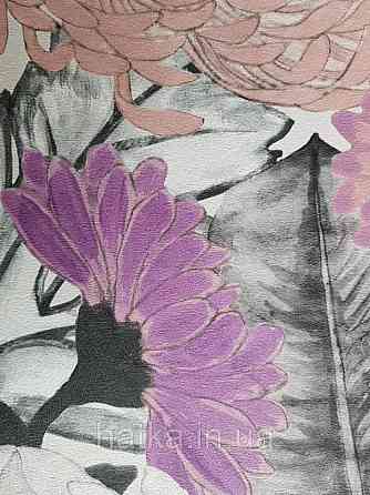 Шпалери вінілові Decopreint Breeze квіти хризантеми великі бузкові рожеві чорні акварель 0.53х10 м Київ