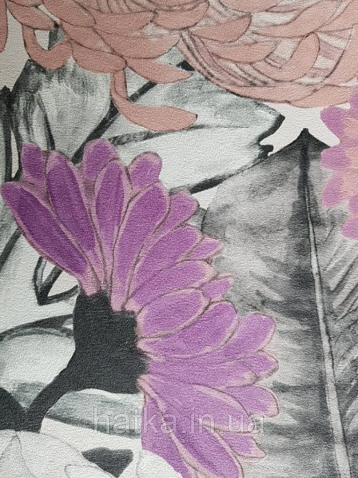 Шпалери вінілові Decopreint Breeze квіти хризантеми великі бузкові рожеві чорні акварель 0.53х10 м Київ - фото 4