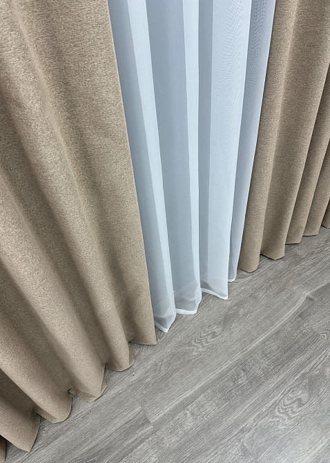 Преміум шторна тканина blackout 100%, двостороння, колекція “ASHEN NIGHT” колір бежевий 1853ш Київ - фото 7