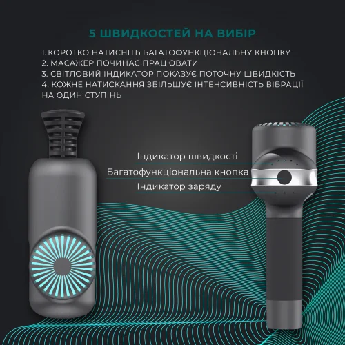 Перкусійний масажний пістолет Booster Lightsaber Mini (6 насадок) Київ - фото 2