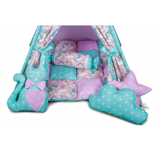 Вігвам Хатка комплект Єдинороги з м'яким килимком — Великий 150*150 см Київ