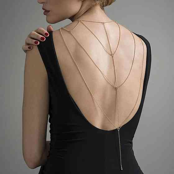 Цепочка для спины Bijoux Indiscrets Magnifique Back and Cleavage Chain - Gold, украшение для тела Sex Aura Киев