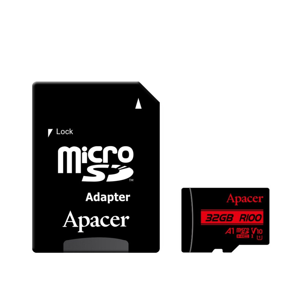 microSDHC (UHS-1) Apacer 32Gb class 10 V10 A1 R100MB/s (adapter SD) (AP32GMCSH10UB-R) Київ - фото 1